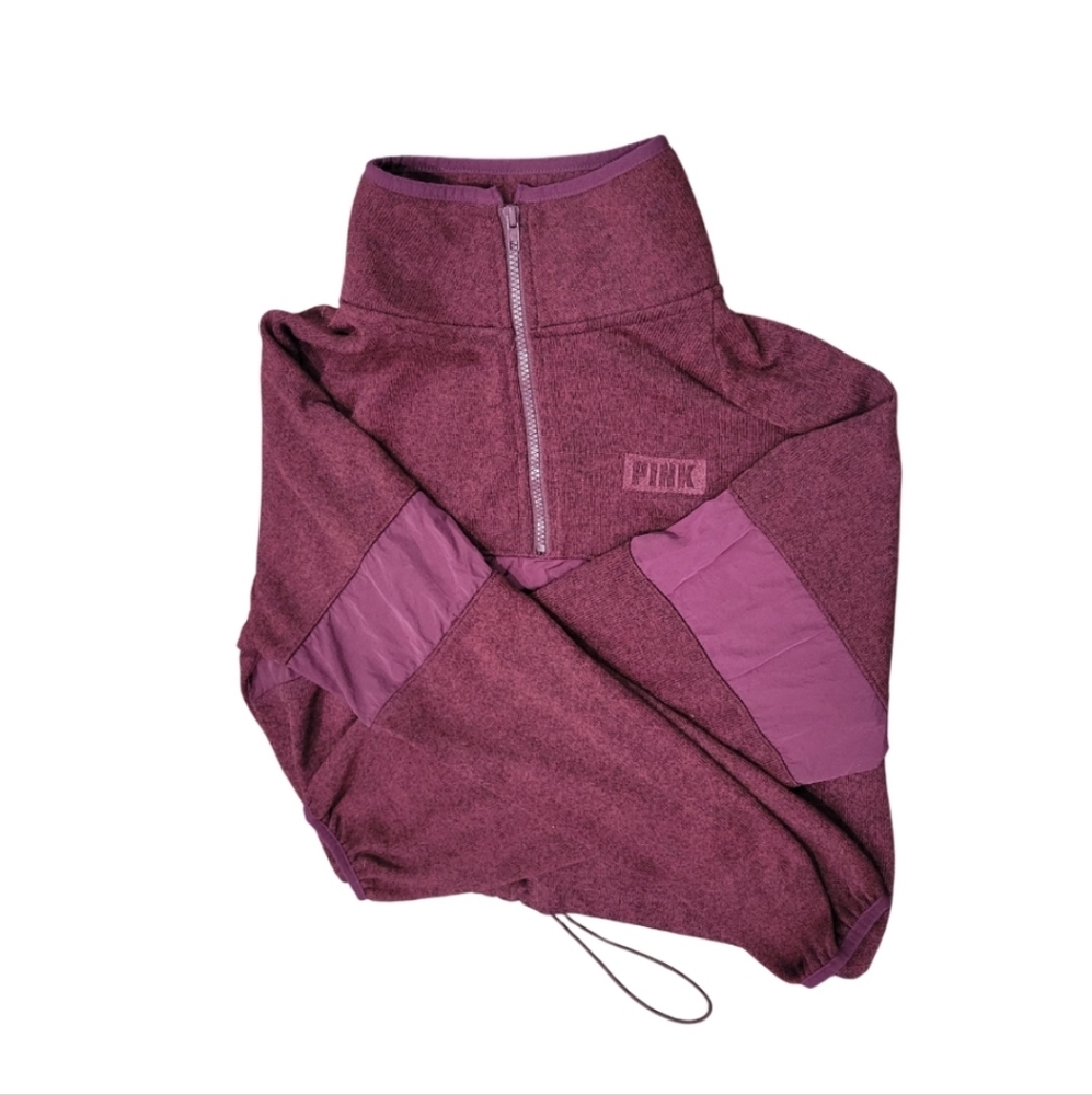 Victoria's Secret PINK Quarter-Zip Maroon Pullover - Women's Size Medium